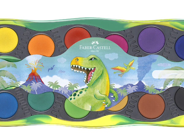 FABER-CASTELL Dino verfdoos CONNECTOR, 12 kleuren