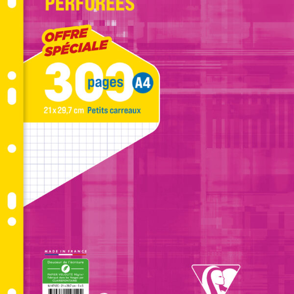 Clairefontaine Geperforeerde dubbelzijdige vellen, A4, geruit 5x5