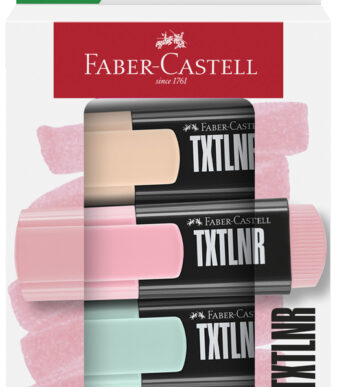 FABER-CASTELL Mini markeerstiften TXTLNR Pastel, etui met 4 stuks