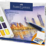 Faber-Castell waterverf-napjes, doos met 24 kleuren.