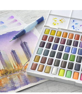 Faber-Castell waterverf in napjes, set van 48 kleuren.