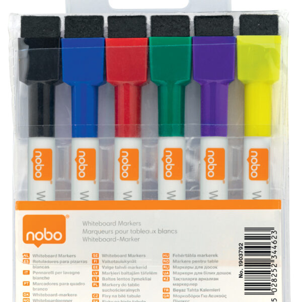 Nobo Magneetwhiteboard Markers, Ronde Punt, Etui van 6
