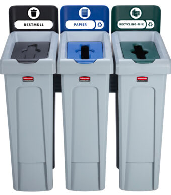 Rubbermaid Slim Jim afvalscheidingsstation, 3 x 87 liter