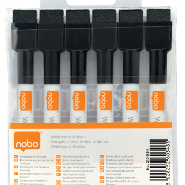 Nobo whiteboardmarkers zwart, set van 6