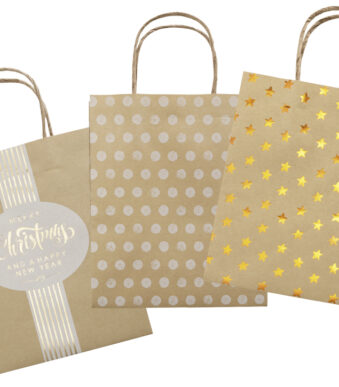 Papieren kerstcadeauzakken, groot formaat