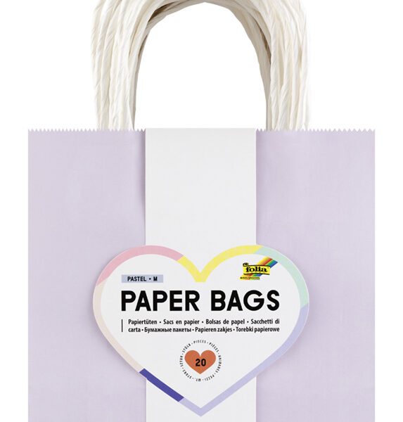 Folia papieren draagtassen PASTELL, maat M, gesorteerde kleuren