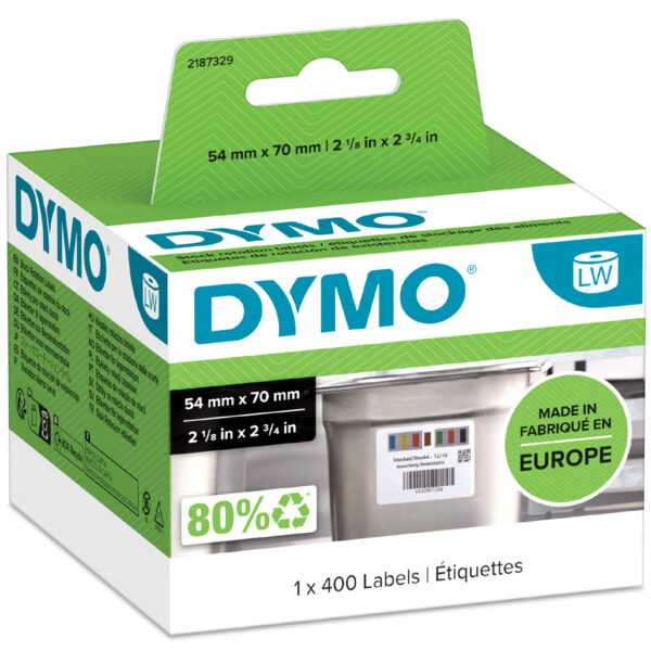 DYMO LabelWriter etiketten voor voorraadrotatie, 54 x 70 mm, wit