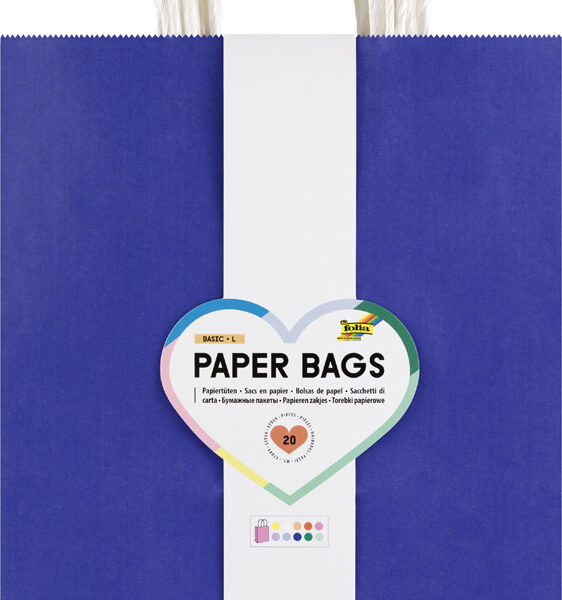 folia Papieren draagtassen BASIC, maat: L, diverse kleuren