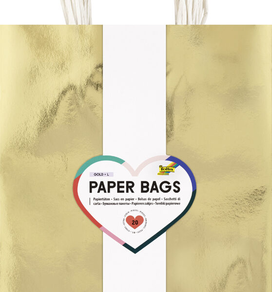 folia Papieren draagtas goudglanzend, maat L