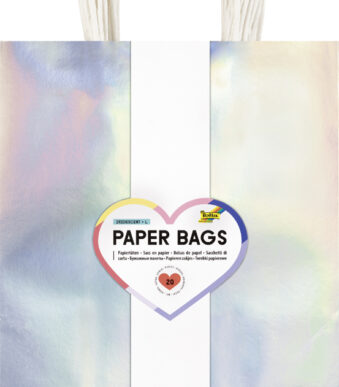 Folia papieren draagtassen iriserend glanzend, maat L