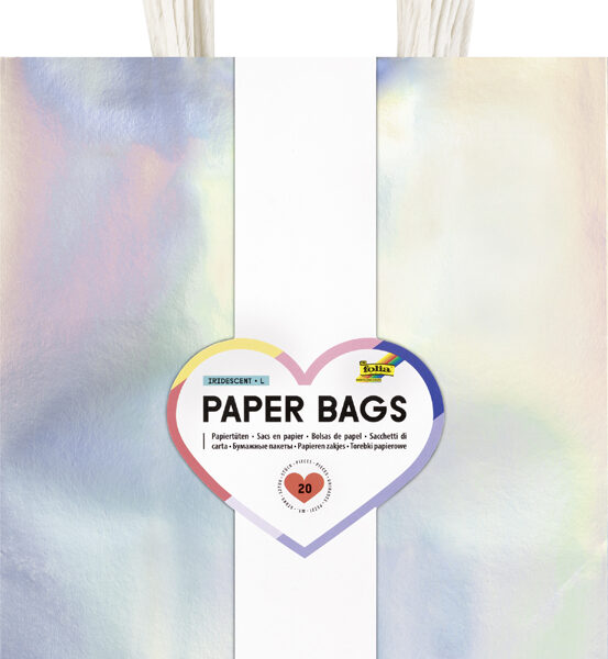 Folia papieren draagtassen iriserend glanzend, maat L
