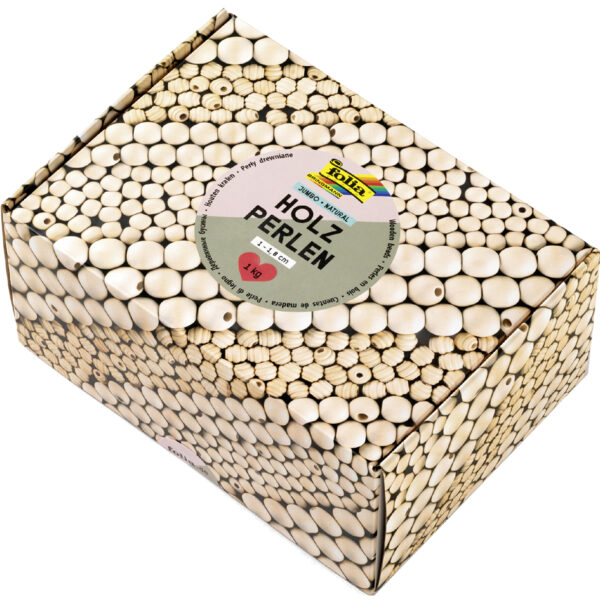 folia Houten kralen mix NATURAL Jumbobox, 1 kg