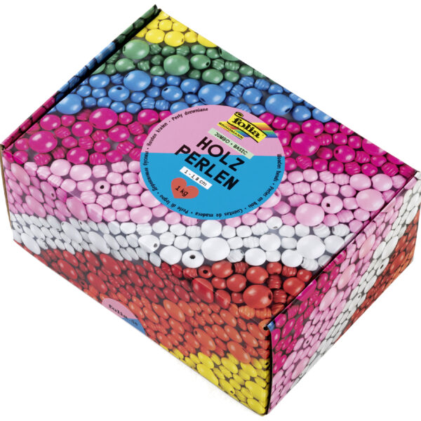folia Houten kralen mix BASIC Jumbobox, 1 kg