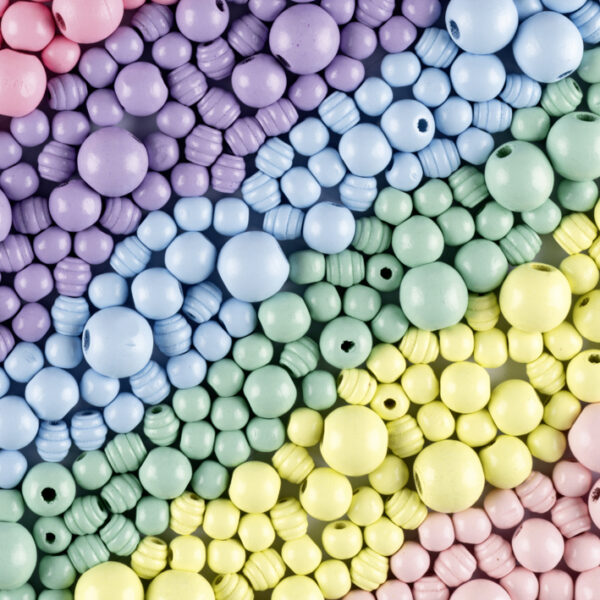 folia Houten kralen mix PASTEL Jumbobox, 1 kg