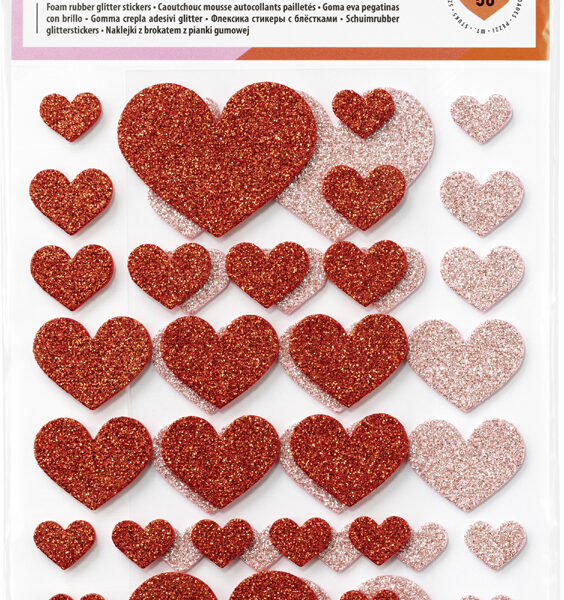 Folia Foam Glitter Stickers Hartjes Liefde
