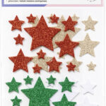 Folia Foam Rubber Glitter Stickers Sterren Kerst