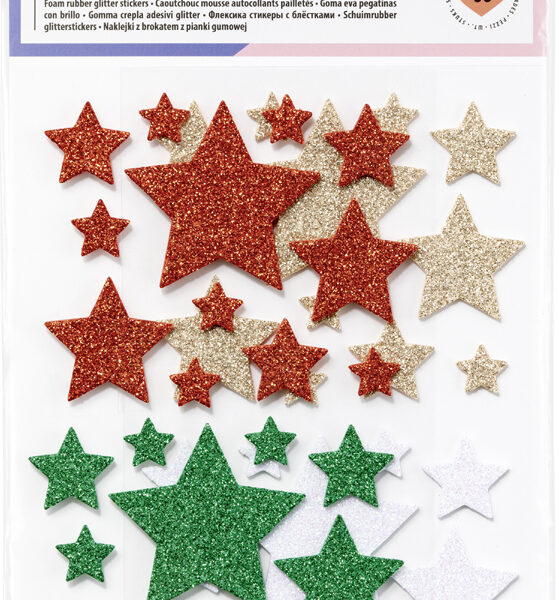 Folia Foam Rubber Glitter Stickers Sterren Kerst