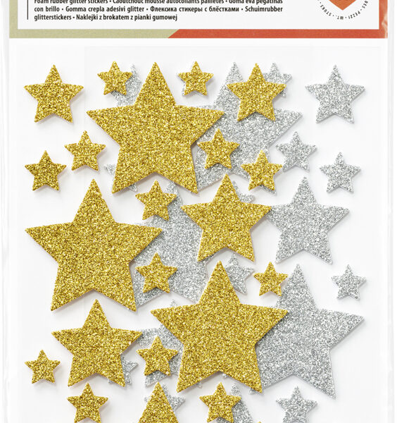 folia Schuimrubber Glitterstickers Sterren Klassiek