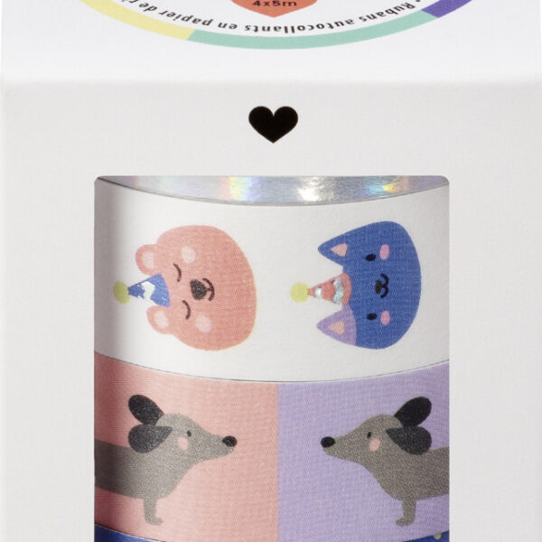 folia Decoratieve washi tape 'HOTFOIL PARTY ANIMALS', 4 stuks