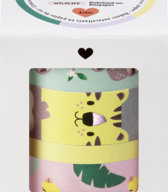folia Decoratie plakband Washi-Tape 'HOTFOIL WILDLIFE', set van 4