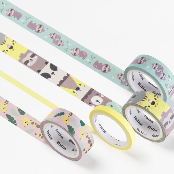 folia Decoratie plakband Washi-Tape 'HOTFOIL WILDLIFE', set van 4