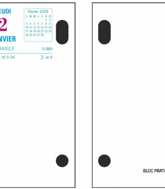 Bureaubloknotitieboek, gedateerd links