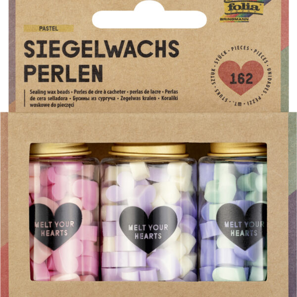 folia Lakzegel parels PASTEL, 3 doosjes, gesorteerde kleuren