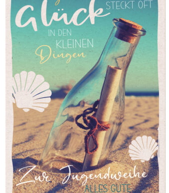 SUSY CARD wenskaart voor jeugdwijding 'Flessenpost