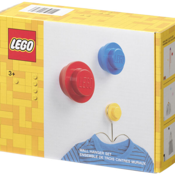 LEGO Wandkapstok set, geel/blauw/rood
