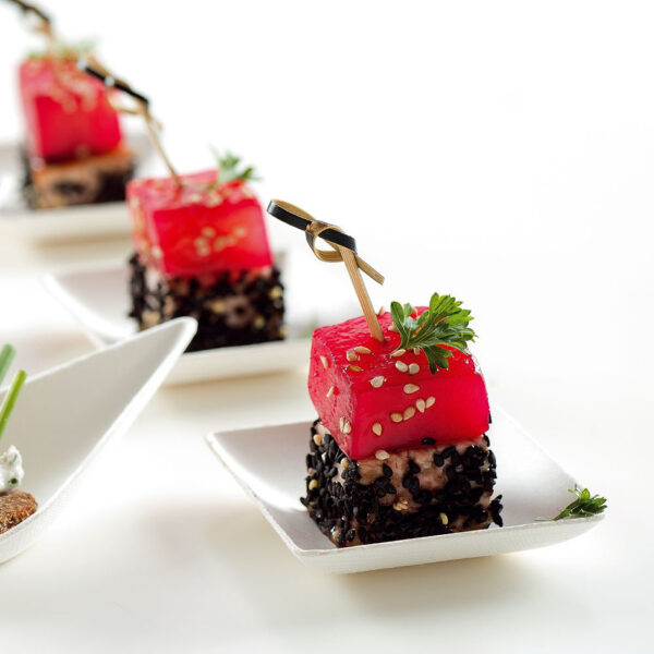 NATURE Star vierkante fingerfood schaaltjes, 63 x 63 mm, wit