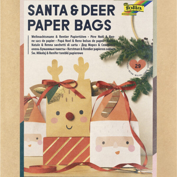 Folia knutselset cadeauzakjes 'Santa & Deer' voor Kerstmis