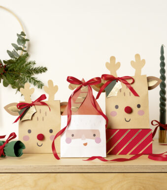 Folia knutselset cadeauzakjes 'Santa & Deer' voor Kerstmis