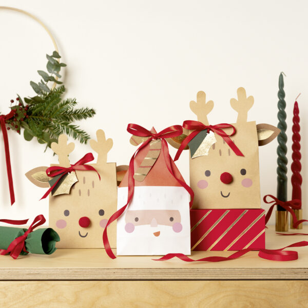 Folia knutselset cadeauzakjes 'Santa & Deer' voor Kerstmis