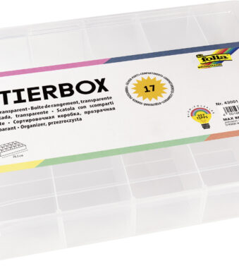folia Sorteerbox, van PP, 17 vakken, transparant