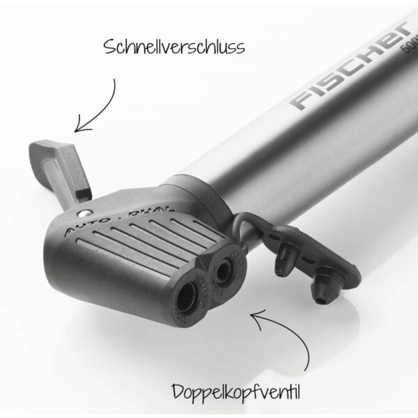 Compacte fietspomp van aluminium, inclusief reparatieset.