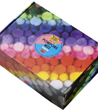 folia Pompons-mix gekleurd Jumbobox, 200 g, gesorteerd