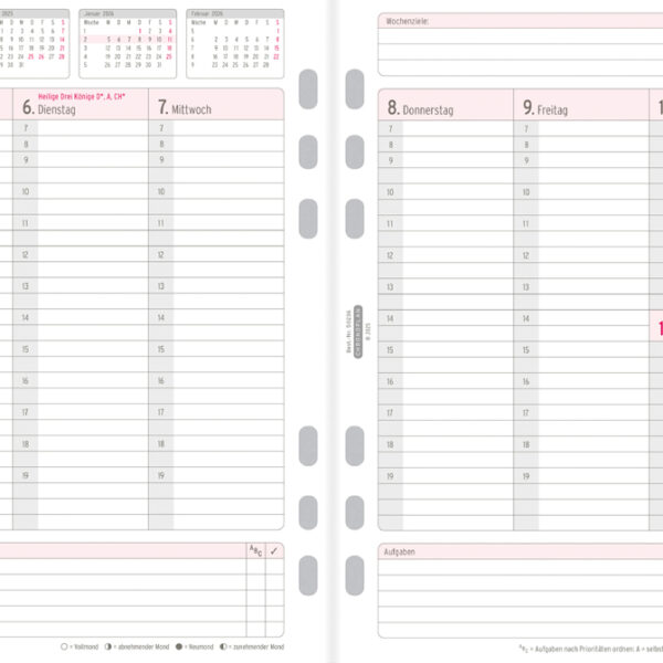 CHRONOPLAN Weekplanner 2026, 1 week/2 pagina's, A5, kolommen