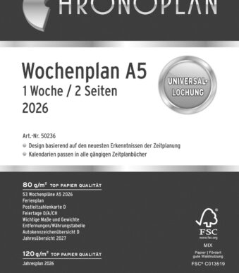 CHRONOPLAN Weekplanner 2026, 1 week/2 pagina's, A5, kolommen