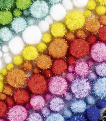 Folia Pompons mix glitter XL box, 300 g, gesorteerd