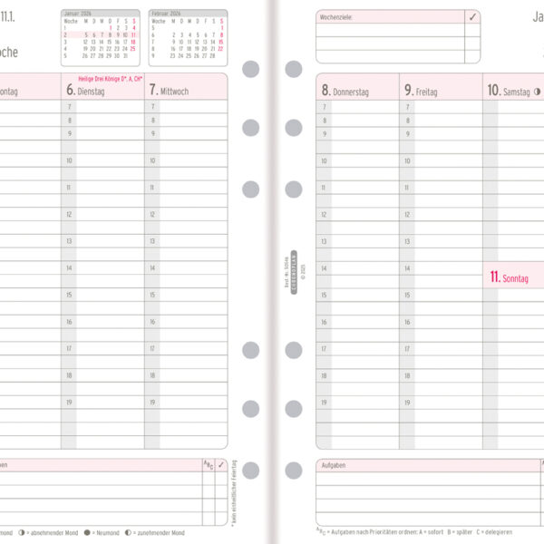 CHRONOPLAN Weekplanner 2026, 1 week/2 pagina's, Midi, Kolommen