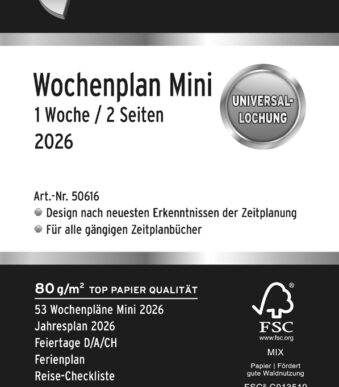 CHRONOPLAN Weekplanner 2026, 1 week/2 pagina's, Mini, Lijn