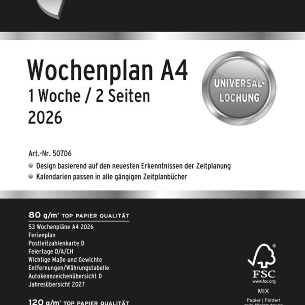 CHRONOPLAN Weekplanner 2026, 1 week/2 pagina's, A4-formaat