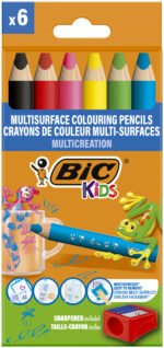 BIC Kids driehoekige kleurpotloden Multisurface, kartonnen etui 6 stuks