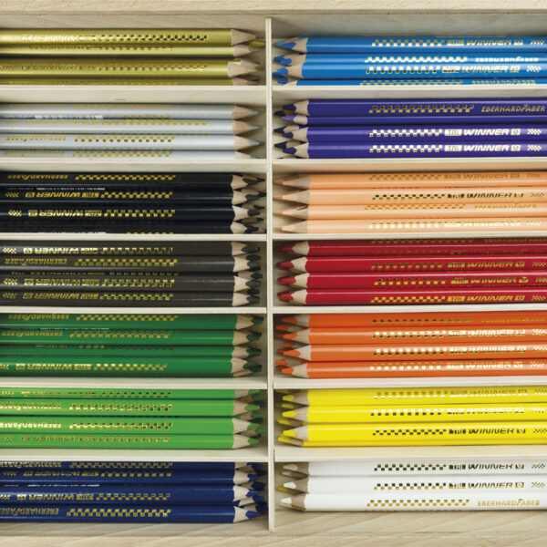 EBERHARD FABER driehoekige kleurpotloden TRI WINNER, houten kist 114 stuks