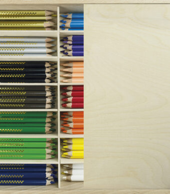 EBERHARD FABER driehoekige kleurpotloden TRI WINNER, houten kist 114 stuks