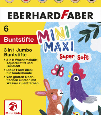 EBERHARD FABER 3-in-1 Jumbo kleurpotloden MINI MAXI, etui van 6 stuks