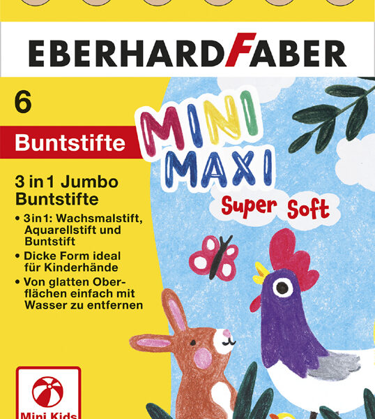 EBERHARD FABER 3-in-1 Jumbo kleurpotloden MINI MAXI, etui van 6 stuks