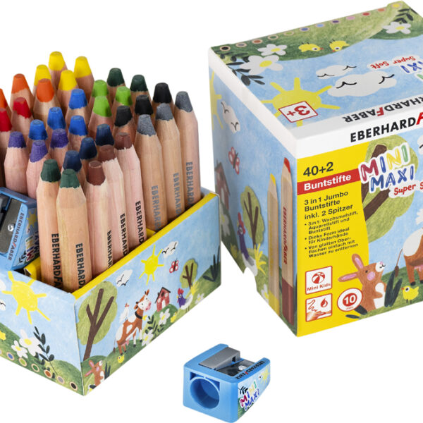 EBERHARD FABER 3-in-1 Jumbo kleurpotloden MINI MAXI, doos met 40 stuks