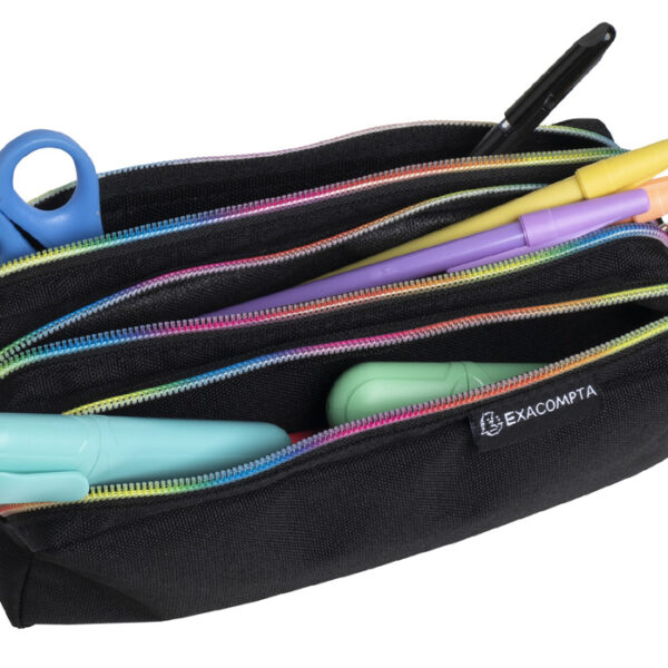 Exacompta Kleurrijk Etui voor Kleine Spullen, Polyester, 3 Vakken