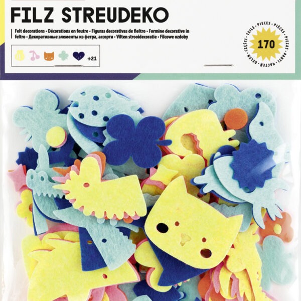 folia Vilt decoratievormen 'Happy Shapes', 170 stuks